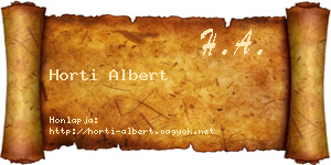 Horti Albert névjegykártya